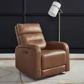Rosslyn Triple Power Swivel Glider Recliner in York Butternut Brown Leather