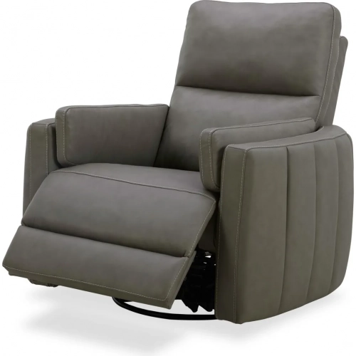 Reilly Triple Power Swivel Glider Recliner in Aline Light Gray Leather