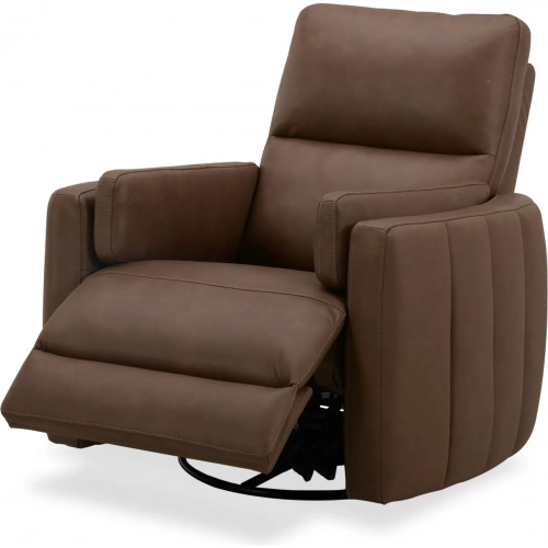 Reilly Triple Power Swivel Glider Recliner in Aline Saddle Brown Leather