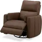 Reilly Triple Power Swivel Glider Recliner in Aline Saddle Brown Leather