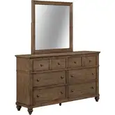 Twin Lakes Dresser & Mirror in Chestnut Brown Wood