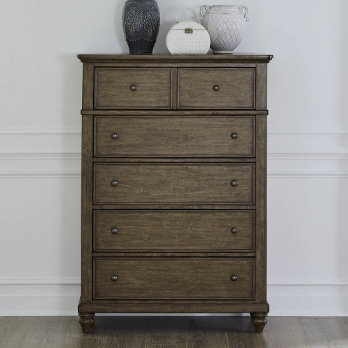 Twin Lakes 5-Drawer Chest in Chestnut Brown Wood