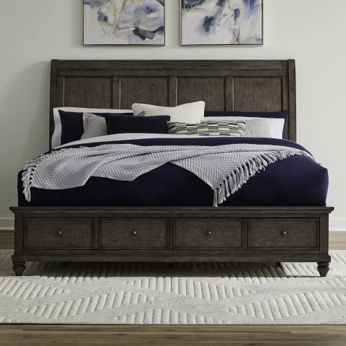 Twin Lakes Queen Storage Bed in Gray Wood