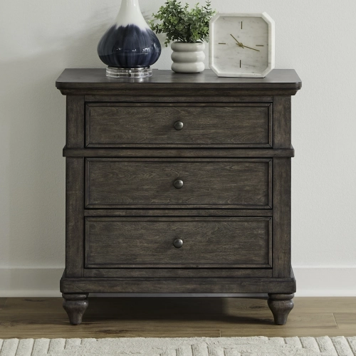 Twin Lakes Nightstand with Charging Station in Gray Wood