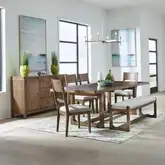Harmony 6 Piece Trestle Dining Set in Brownstone Wood