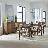 Harmony 7 Piece Trestle Dining Set in Brownstone Wood