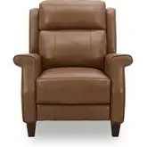 Raleigh Manual Pushback Recliner in York Chestnut Brown Top Grain Leather