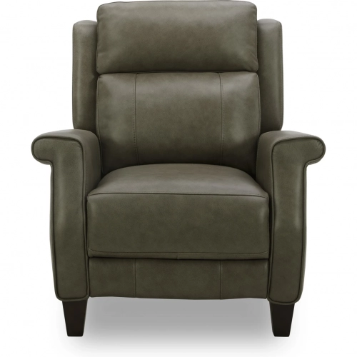 Raleigh Manual Pushback Recliner in York Mushroom Brown Top Grain Leather