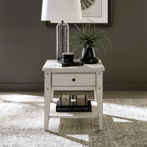 Lake House End Table in Weathered White Oak Veneer