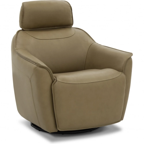 Darby Swivel Accent Chair w/ Power Foot & Tilt in Butternut Brown Leather