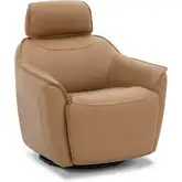 Darby Swivel Accent Chair w/ Power Foot & Tilt in Butternut Brown Leather