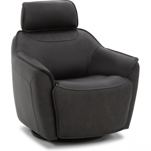 Darby Swivel Accent Chair w/ Power Foot & Tilt in Earth Brown Leather