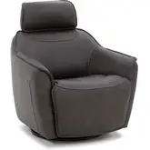 Darby Swivel Accent Chair w/ Power Foot & Tilt in Earth Brown Leather