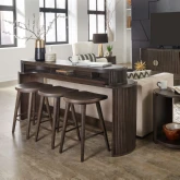 City View 4 Piece Console Set in Coffee Bean Brown Wood