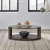City View Oval Coffee Cocktail Table in Coffee Bean Brown Wood