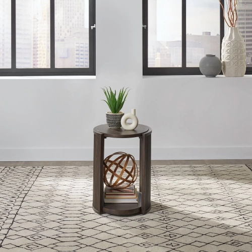 City View Chairside End Table in Coffee Bean Brown Wood
