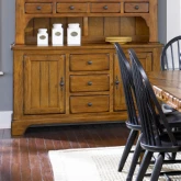 Treasures Buffet in Rustic Oak & Black Finish Wood