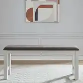 Brook Bay Counter Dining Bench in Textured White Wood & Gray Fabric