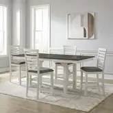 Brook Bay 5 Piece Gathering Height Dining Set in Textured White & Gray Wood