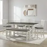 Brook Bay 6 Piece Gathering Height Dining Set in Textured White & Gray Wood