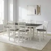 Brook Bay 7 Piece Gathering Height Dining Set in Textured White & Gray Wood