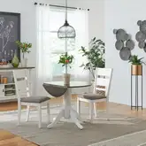 Brook Bay 3 Piece Drop Leaf Table Set in Textured White & Gray Wood