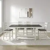 Brook Bay 5 Piece Gathering Height Dining Set in Textured White & Gray Wood