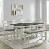Brook Bay 6 Piece Gathering Height Dining Set in Textured White & Gray Wood