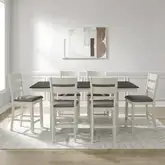 Brook Bay 7 Piece Gathering Height Dining Set in Textured White & Gray Wood