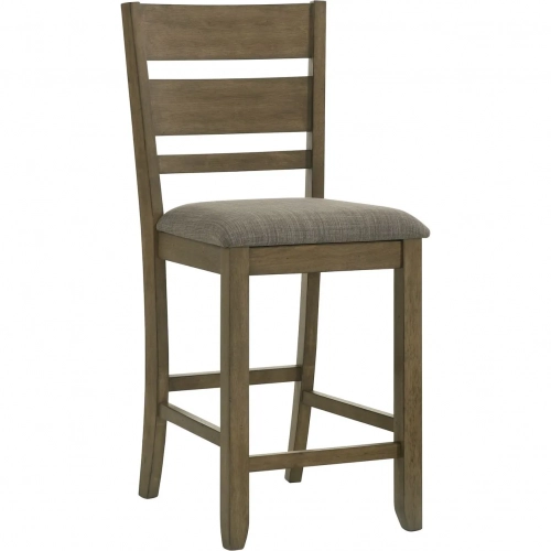 Brook Bay Slat Back Counter Stool Chair in Sandstone Brown Wood (Set of 2)