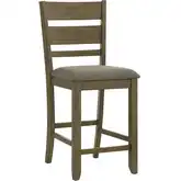 Brook Bay Slat Back Counter Stool Chair in Sandstone Brown Wood (Set of 2)