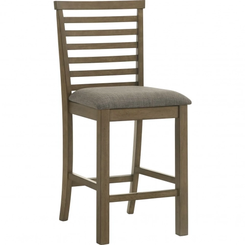 Brook Bay Ladder Back Counter Stool in Sandstone Wood & Gray Fabric (Set of 2)