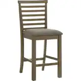 Brook Bay Ladder Back Counter Stool in Sandstone Wood & Gray Fabric (Set of 2)