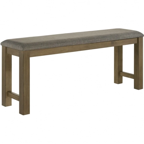 Brook Bay Counter Dining Bench in Sandstone Brown Wood & Gray Fabric