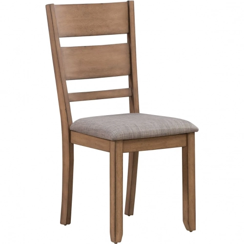Brook Bay Slat Back Dining Chair in Sandstone Wood & Gray Fabric (Set of 2)