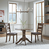 Brook Bay 3 Piece Drop Leaf Dining Set in Sandstone Wood & Gray Linen