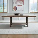 Brook Bay 94" Trestle Dining Table Sandstone Brown Wood