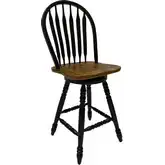 Carolina Crossing Windsor Swivel Counter Stool Chair in Black & Brown (Set of 2)
