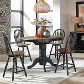 Carolina Crossing 5 Piece Gathering Height Dining Set in Black & Honey Wood