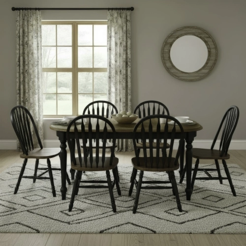 Carolina Crossing 7 Piece Dining Set in Black & Antique Honey Wood