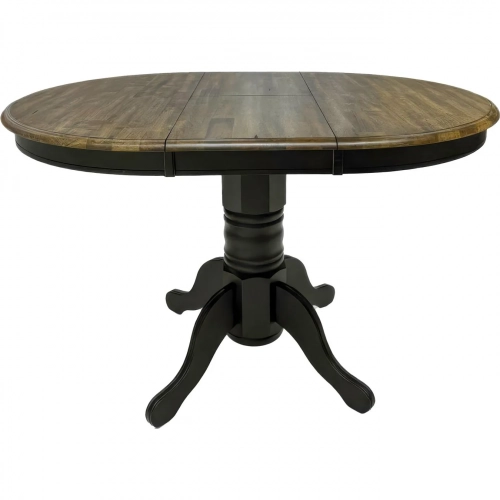 Carolina Crossing 57" Round Gathering Dining Table in Black & Brown Wood