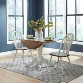 Carolina Crossing 3 Piece Drop Leaf Dining Set in Distressed Wood & White