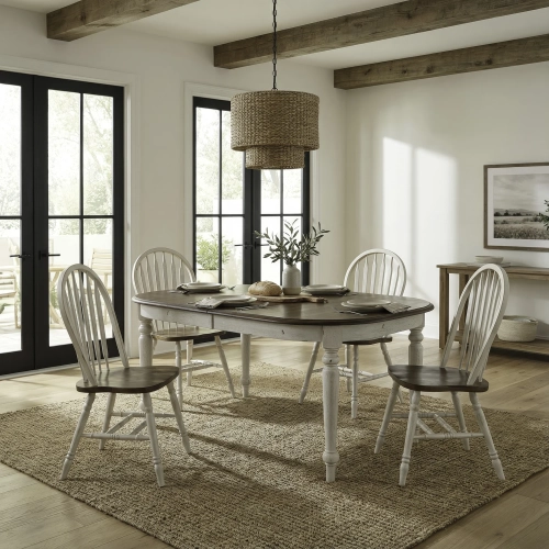 Carolina Crossing 5 Piece Dining Set in White & Antique Honey Wood