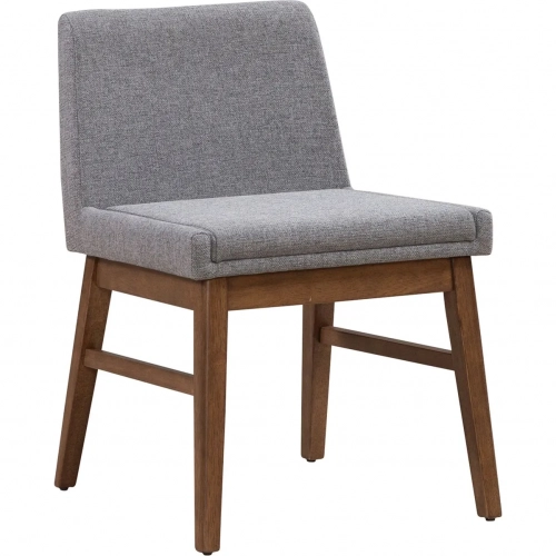 Space Savers Dining Chair in Satin Walnut Finish Wood & Gray Fabric (Set of 2)