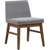 Space Savers Dining Chair in Satin Walnut Finish Wood & Gray Fabric (Set of 2)