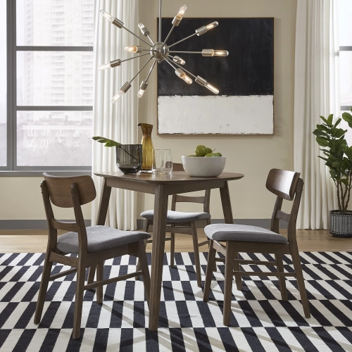 Space Savers 4-Piece Triangle Dining Set in Satin Walnut Brown Wood