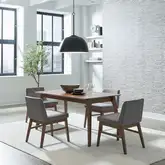Space Savers 5-Piece Dining Set in Satin Walnut Wood & Gray Fabric