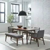 Space Savers 6-Piece Dining Set in Satin Walnut Wood & Gray Fabric