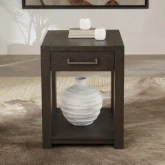 Lennox Hill Chairside End Table in Bark Brown Finish Wood