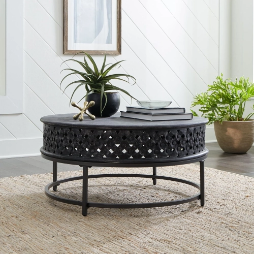 Stella Coffee Cocktail Table in Chalkboard Black Wood & Metal